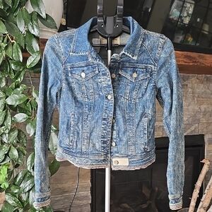 Anthropology Pilcro and the Letterpress Blue Distressed Look Jean Jacket- Medium